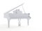 An abstract white grand piano