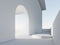 Abstract white interior background with arch doorway, 3 d