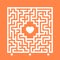 Abstract white square maze. Find the right path to the heart. Labyrinth conundrum. Love search concept. Flat vector illustration i