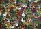 Abstract wild leopard skin fabric with floral