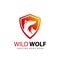 Abstract Wild Wolf Shield Logo Design Vector Illustration