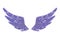 Abstract wings of purple glitter on white background - interesting and beautiful element for your design