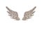 Abstract wings of silver glitter on white background - interesting and beautiful element for your design