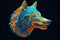 Abstract Wolf in Low Poly Style extreme closeup. Generative AI