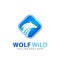 Abstract Wolf Wild Square Logo Design Vector Illustration