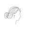 Abstract woman face in profile line art, Continuous one line drawing female illustration single line, Girl portrait long hair