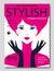 Abstract woman with with pink hair and dark gloves in Pop Art style. Fashion magazine cover design.