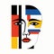 Abstract Woman\\\'s Face: De Stijl Inspired Vector Illustration