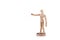 Abstract wooden figure in victorian pose in front of white background