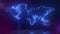 Abstract world map outline Glowing Neon lights animated background