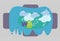 Abstract world  rain clouds drop of water  cool tone color in design  text to explain the meaning of the picture symbols emblems o
