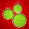 Abstract Xmas greeting card with green Christmas bals