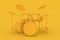 Abstract Yellow Clay Style Professional Rock Black Drum Kit. 3d