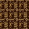 Abstract yellow ethnic pattern on a brown background