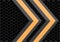 Abstract yellow grey arrow direction on dark hexagon mesh pattern design modern futuristic technology background vector.