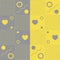Abstract yellow and grey modern background with hearts lines circles and points