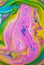 Abstract yellow multicolored background pink green yellow view macro paint acrylic underwater ultra drop blob drip plastic coral