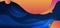Abstract yellow and orange fluid shape wave curved with circle on dark blue background