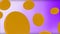 Abstract yellow oval shapes flowing slowly on light purple gradient background. Motion. 3D bright figures flying on