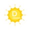 abstract yellow sun with vitamin d simple icon