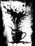 abstracted graphic design black and white of cup of coffee