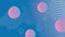 Abstraction. On a blue gradient background, there are pink circles in the gradient. In the background is an amorphous geometric fi