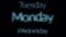 Abstraction of holographic neon Monday, Tuesday and Wednesday Text blinking on the black background. Animation. Animated