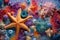 Abstraction using colorful sea sponges and starfish