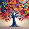 Abstraction Wallpaper Featuring a Colorful Tree with Leaves on Hanging Branches â€“ Illustration Background