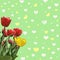 Abstrakt background with tulips for greeting with a Happy Valentine (March 8, February 14). vintage style