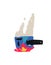 Absurd saucepan on the fire, steaming. very colorful and minimalist minion design, graffiti and bold line art. Esthetic painting