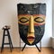 Absurdist Installation Ugandan Wooden Mask On Linen Canvas