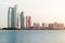 Abu Dhabi city skyline, beautiful view of the Etihad towers and Emirates Palace