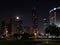 Abu Dhabi city skyline, Sheikh Mohammed Al Maktoum tower at night