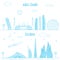 Abu Dhabi and Dubai skyline illustration in lines