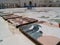 Abu Dhabi historic (2007): Laying of courtyard mozaic in Sheikh Zayed Grand Mosque