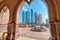 Abu Dhabi modern skyline from Emirates Palace on a sunny day