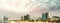 Abu Dhabi panoramic skyline at sunset as seen from Corniche Beach