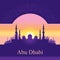 Abu Dhabi skyline silhouette background with a Grand Mosque