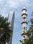 Abu Dhabi skyline: tower block and minaret