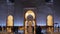 Abu Dhabi, U.A.E. - Jan, 2018: Sheikh Zayed Grand Mosque in night time, main entrance, vertical panorama