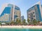 Abu Dhabi, UAE - April 1. 2019. Beach and Khalidiya Palace Rayhaan by Rotana hotel