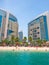 Abu Dhabi, UAE - April 1. 2019. Beach and Khalidiya Palace Rayhaan by Rotana hotel