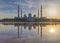 Abu Dhabi, UAE - April 22, 2023: Sheikh Zayed Grand Mosque at dusk