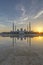 Abu Dhabi, UAE - April 22, 2023: Sheikh Zayed Grand Mosque at dusk