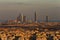 Abu Dhabi, UAE at dawn, showing the Corniche and Etihad Towers