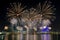 Abu Dhabi, UAE - December 3, 2021: Magnificent fireworks lighting up the sky above Galleria Mall as part of 50th Golden