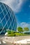 ABU DHABI, UAE - DECEMBER 7, 2016: View of Aldar headquarters building - first circular building in Middle East. It has a