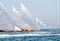 ABU DHABI,UAE-FEBRUARY,10,2018: Sailing dhow after traditional r