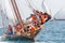 ABU DHABI,UAE-FEBRUARY,10,2018: Sailing dhow after traditional r